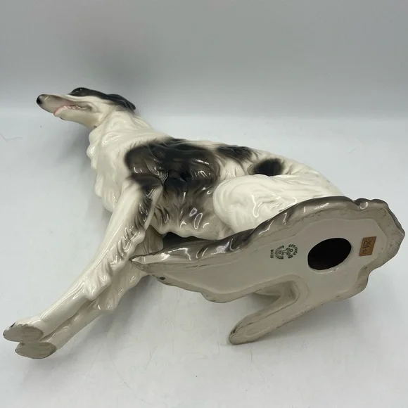 Cuernavaca Mexico Hand Painted Ceramic Borzoi Russian Wolfhound Dog Sculpture